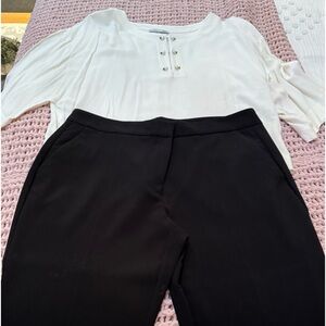 Zara Pants and Top with Gold bar and pear detail